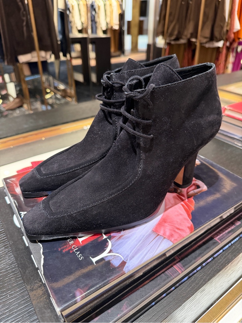 NWOT Burberry black Suede Lace-Up Women's Ankle Boots